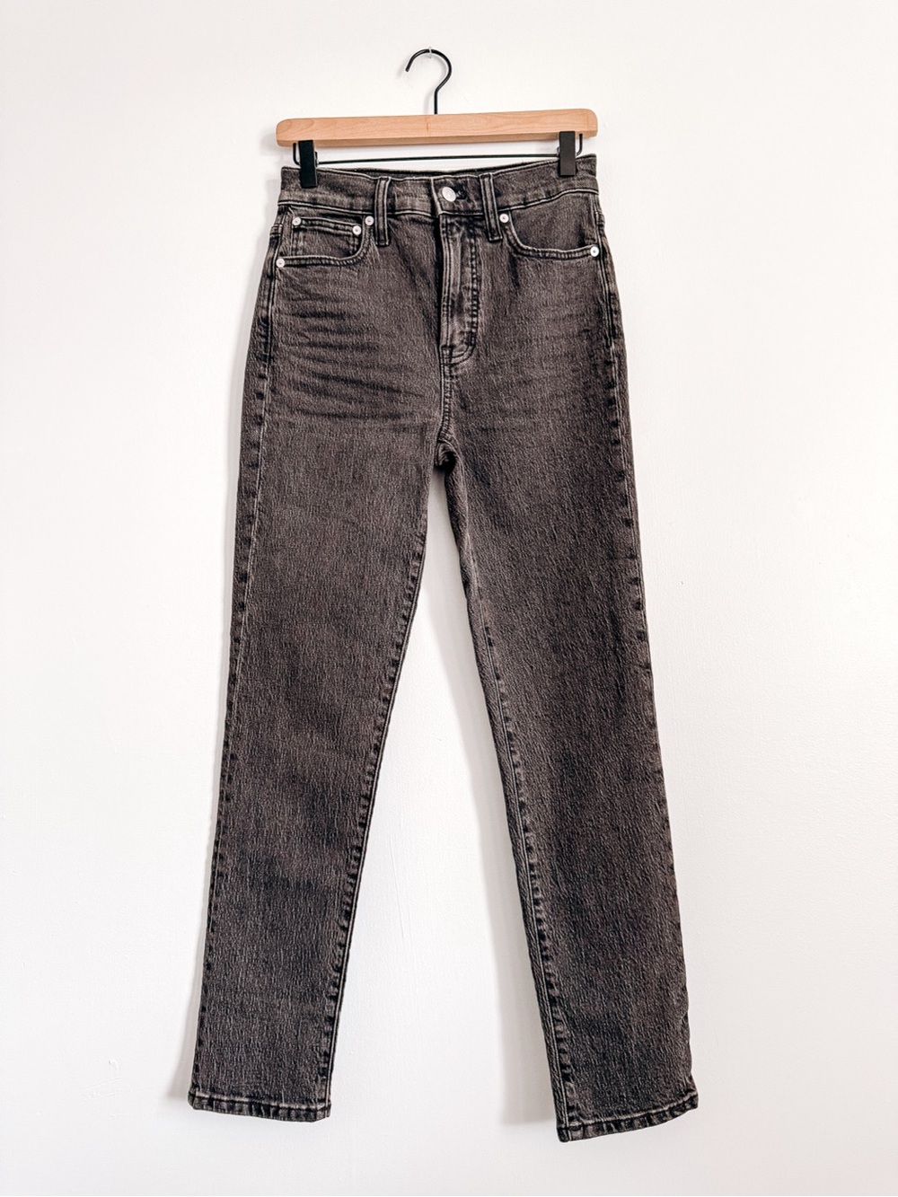 Madewell High Rise Straight Leg Washed Black Jeans Size 25